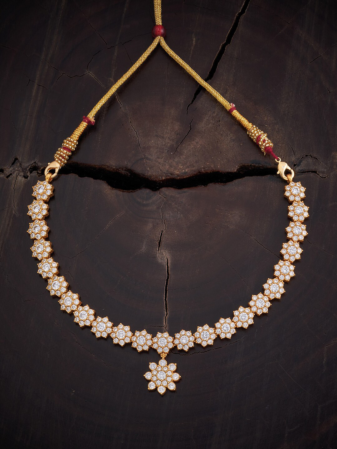 

Kushal's Fashion Jewellery 92.5 Pure Silver Temple Necklace, White