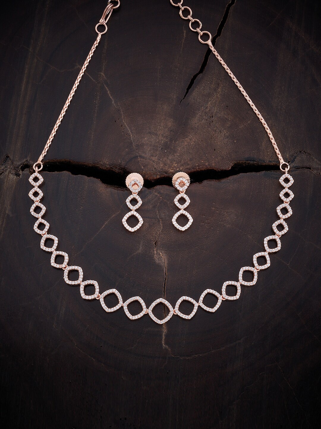 

Kushal's Fashion Jewellery Rose Gold-Plated CZ-Studded & Beaded Jewellery Set