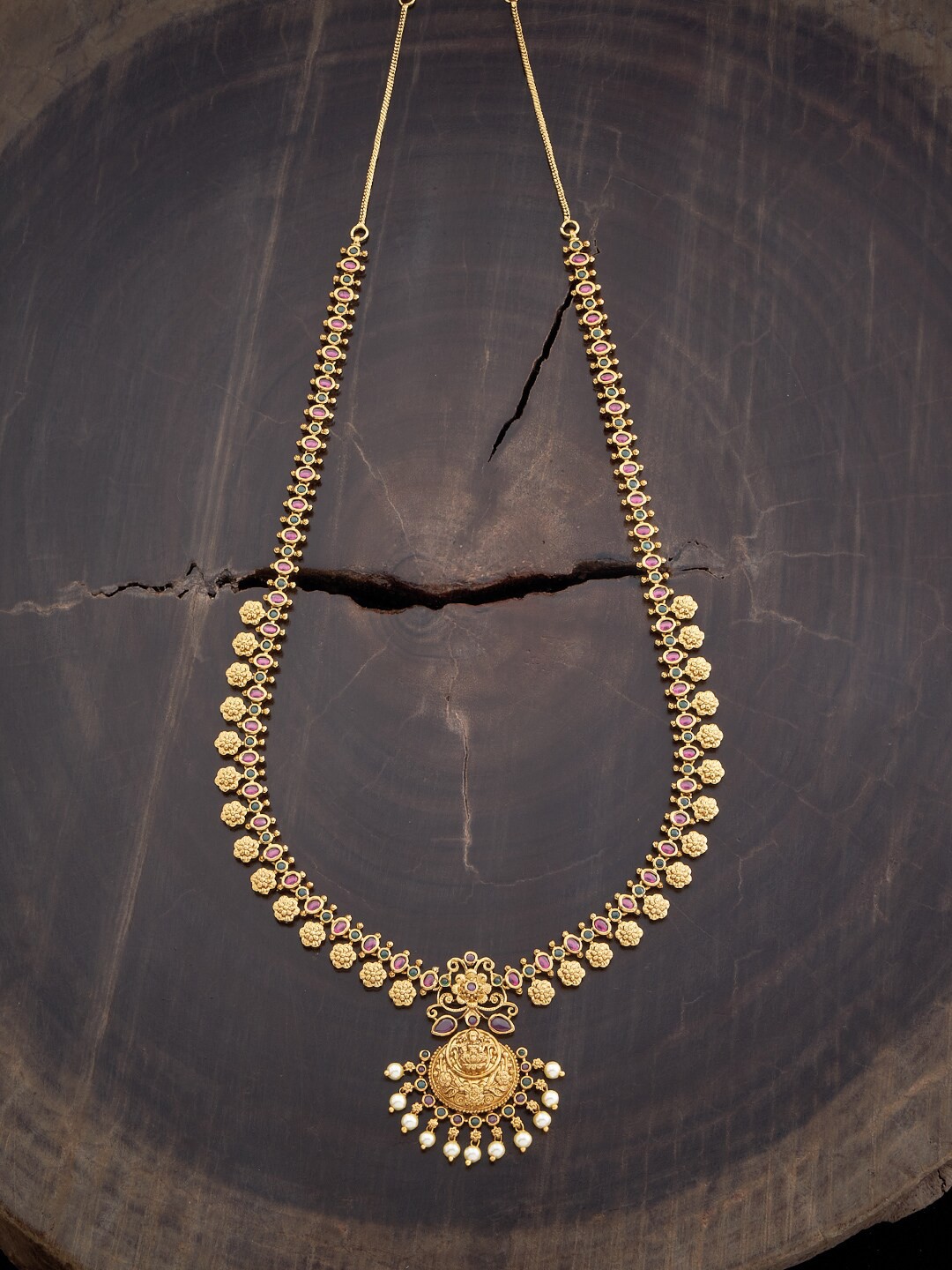 

Kushal's Fashion Jewellery Gold-Plated Stone-Studded & Beaded Necklace, Pink