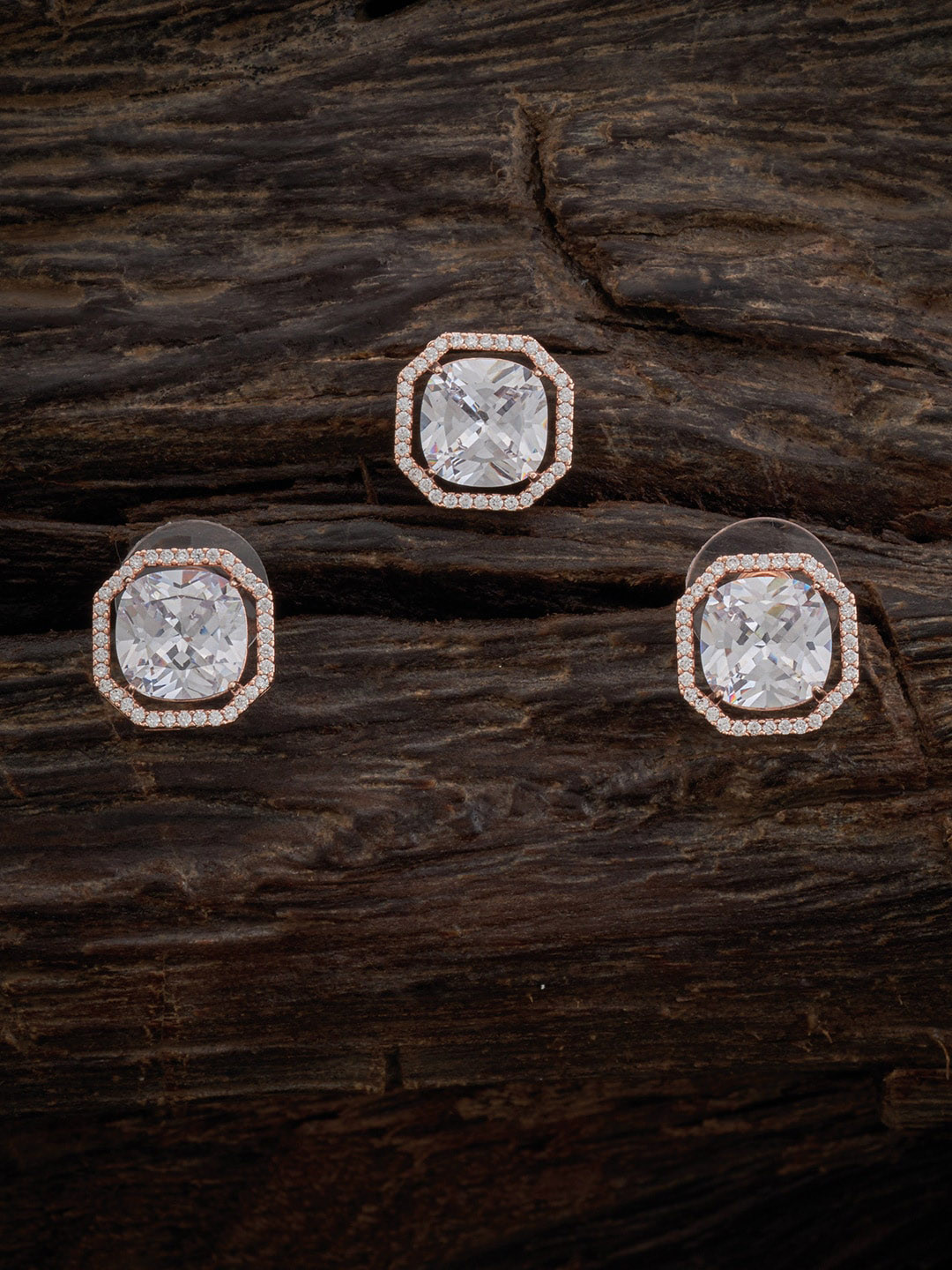 

Kushal's Fashion Jewellery Rose Gold-Plated Pendant With Earrings, White