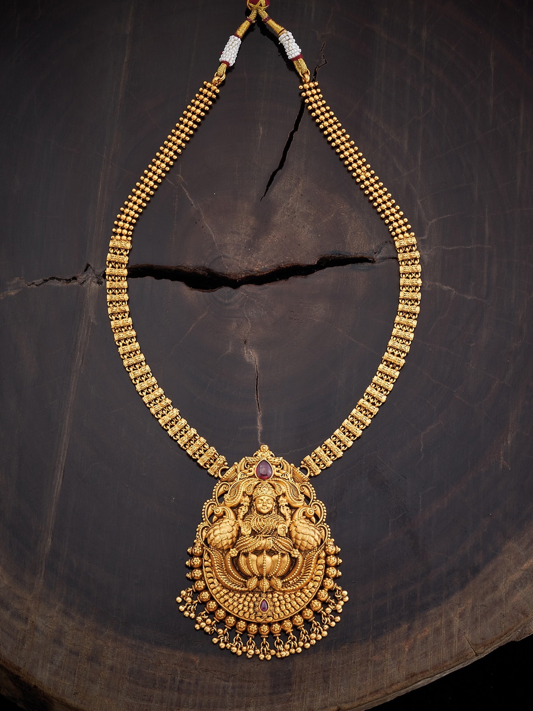 

Kushal's Fashion Jewellery Copper Temple Necklace, Red