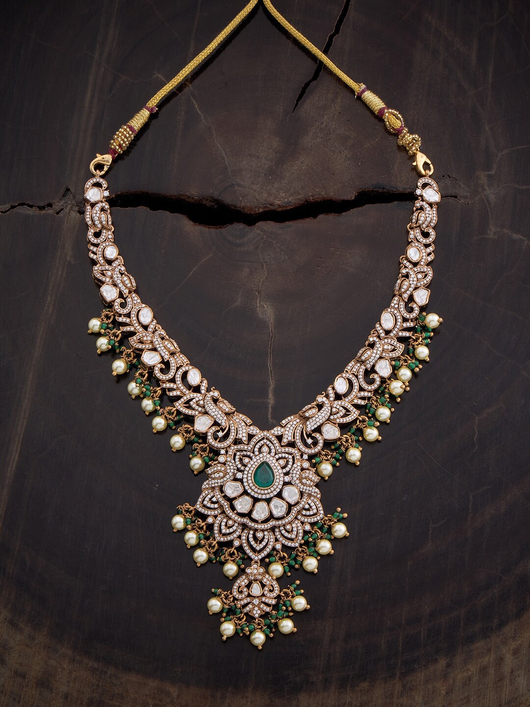 

Kushal's Fashion Jewellery 92.5 Silver Gold-Plated Necklace, Green
