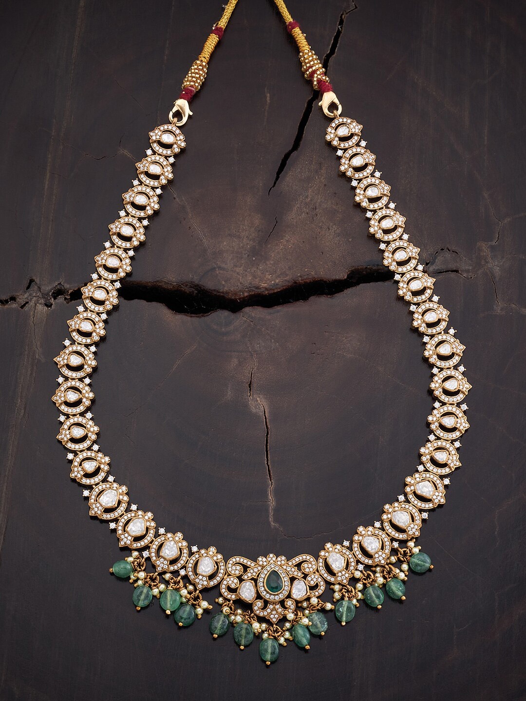 

Kushal's Fashion Jewellery Silver Gold-Plated CZ Necklace, Green