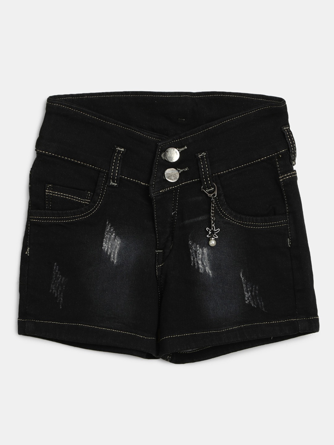 

V-Mart Girls Fashion Denim Shorts, Black