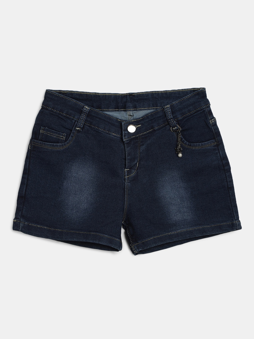 

V-Mart Teen Girls Mid-Rise Cotton Denim Shorts, Blue