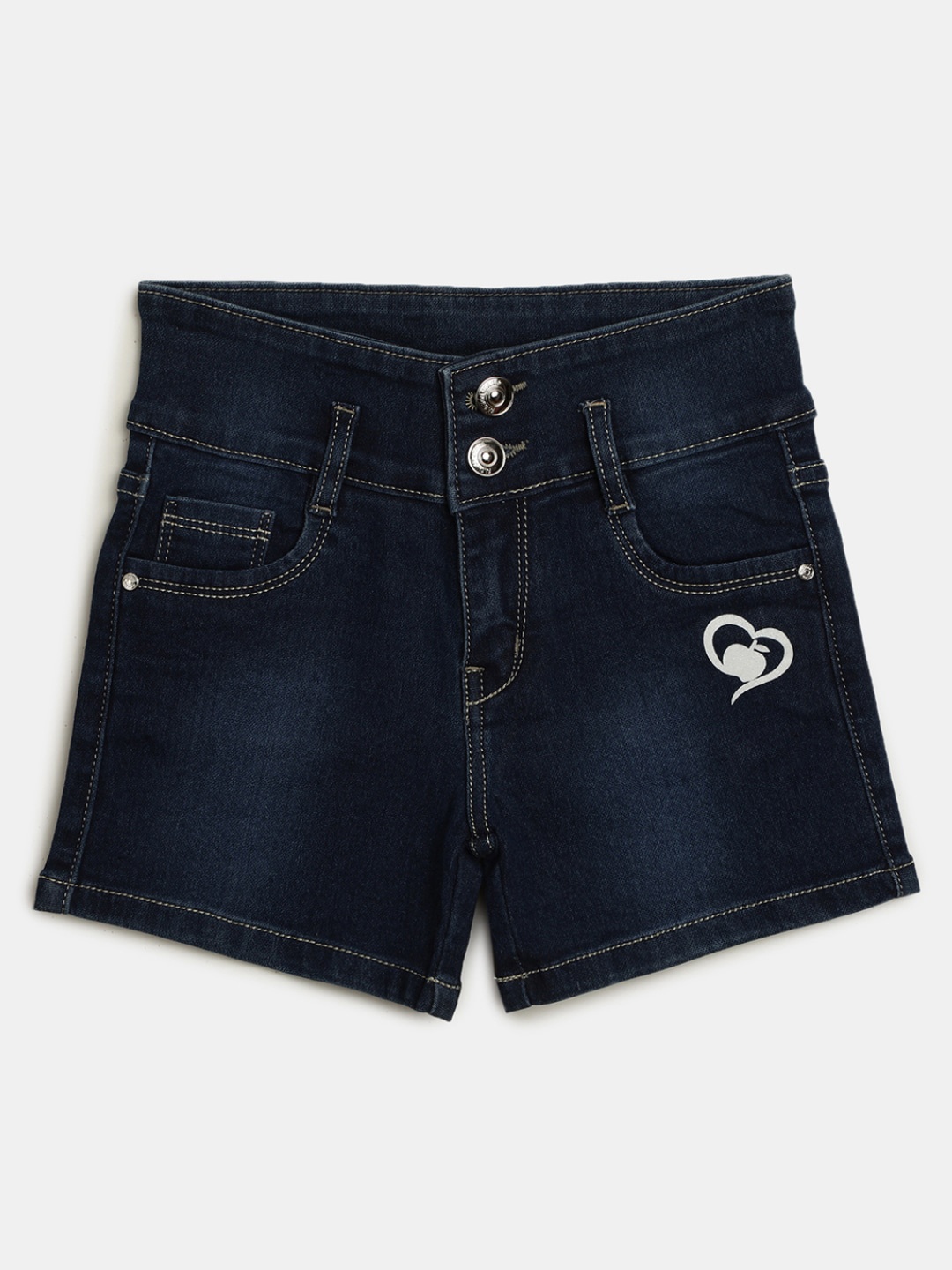 

V-Mart Girls Mid Rise Regular Fit Denim Shorts, Blue