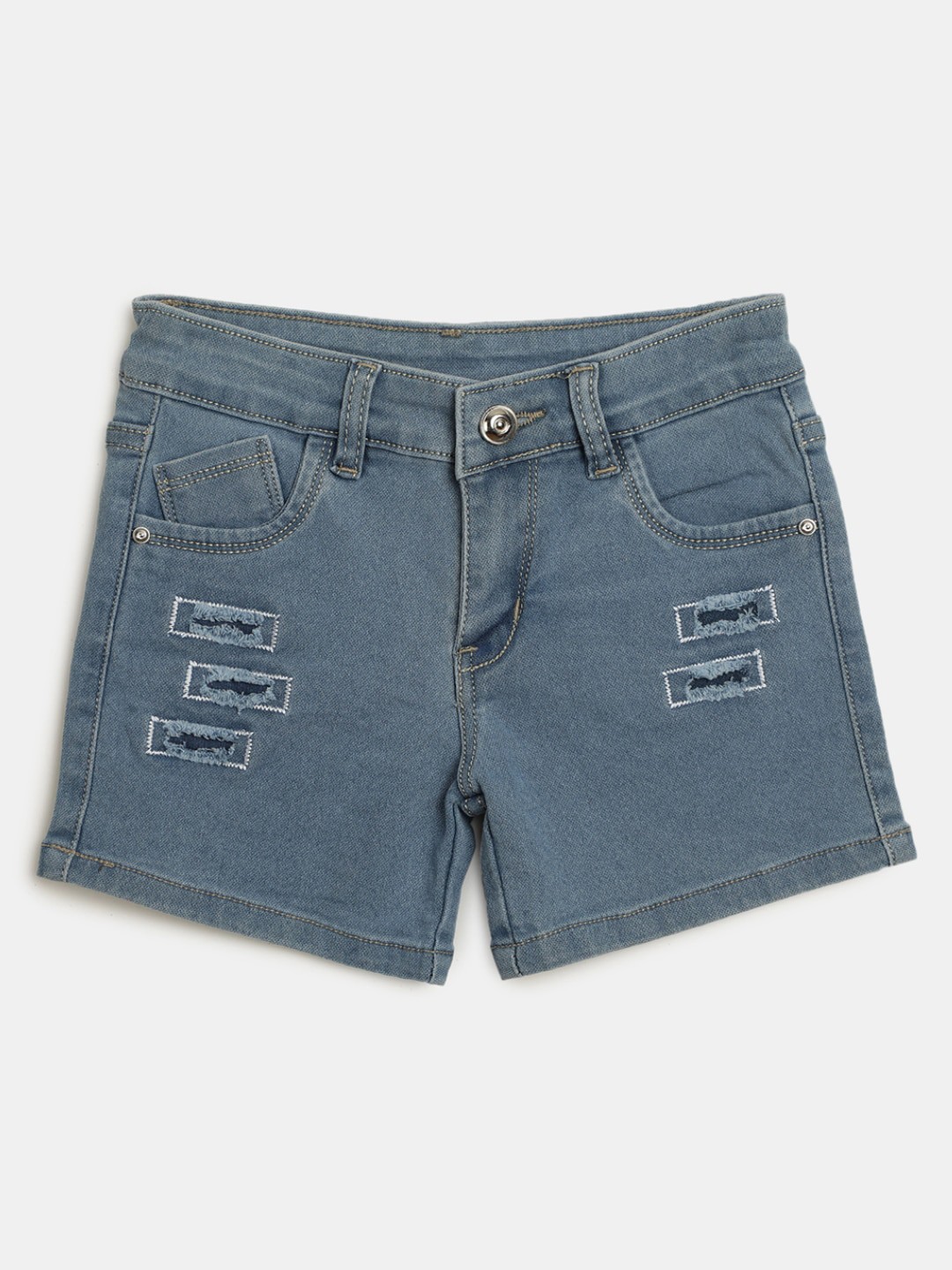 

V-Mart Girls Mid Rise Regular Fit Denim Shorts, Blue