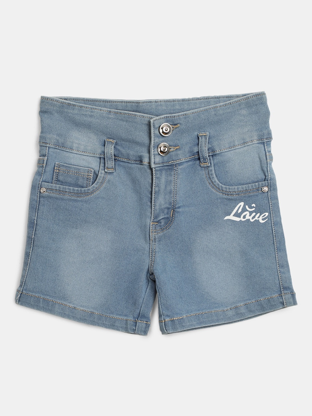 

V-Mart Girls Mid Rise Regular Fit Denim Shorts, Blue