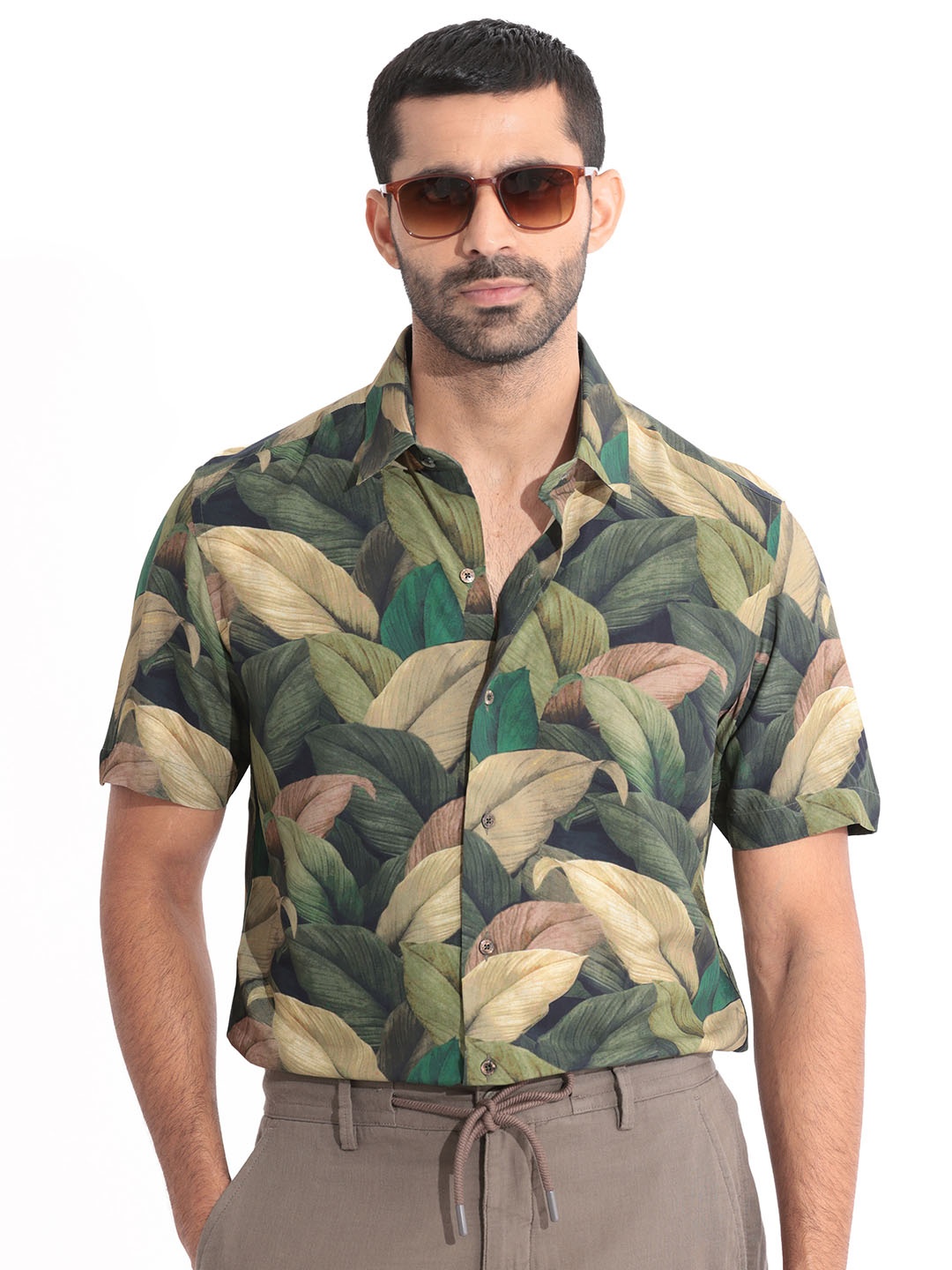 

RARE RABBIT Men Growr Slim Fit Ethnic Motifs Printed Shirt, Green