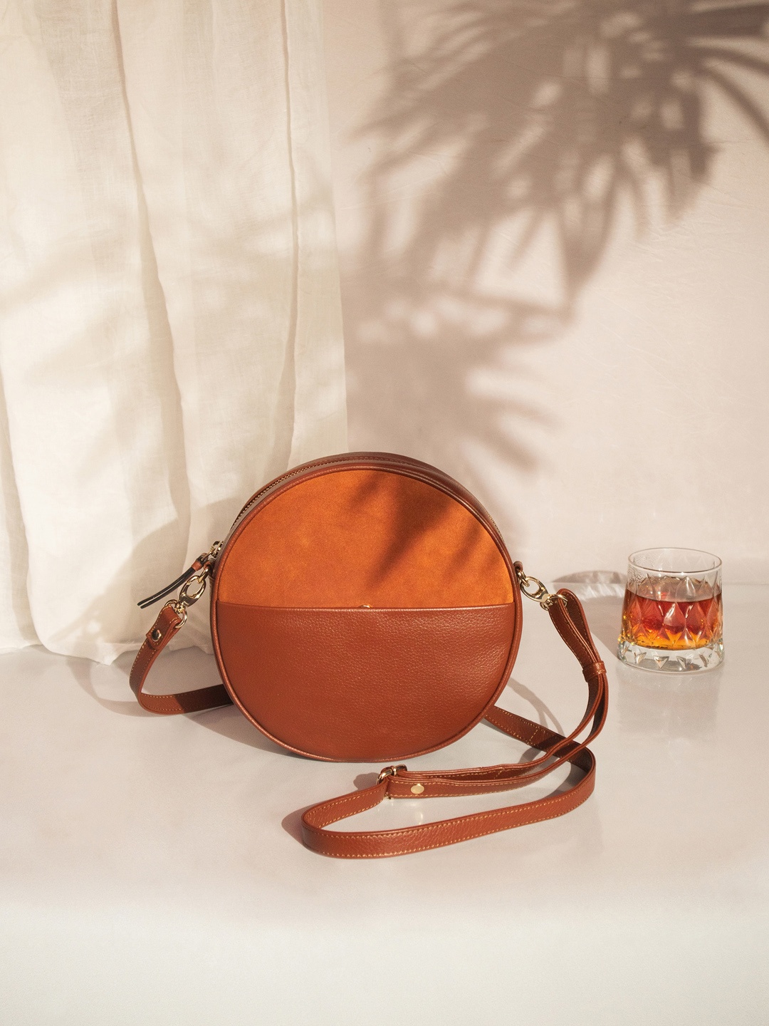 MAI SOLI Women Leather Luca Crossbody Bag, Tan