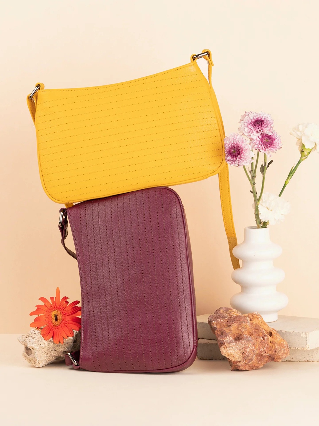 

MAI SOLI Women Genuine Leather Missy Crossbody Sling Bag, Yellow