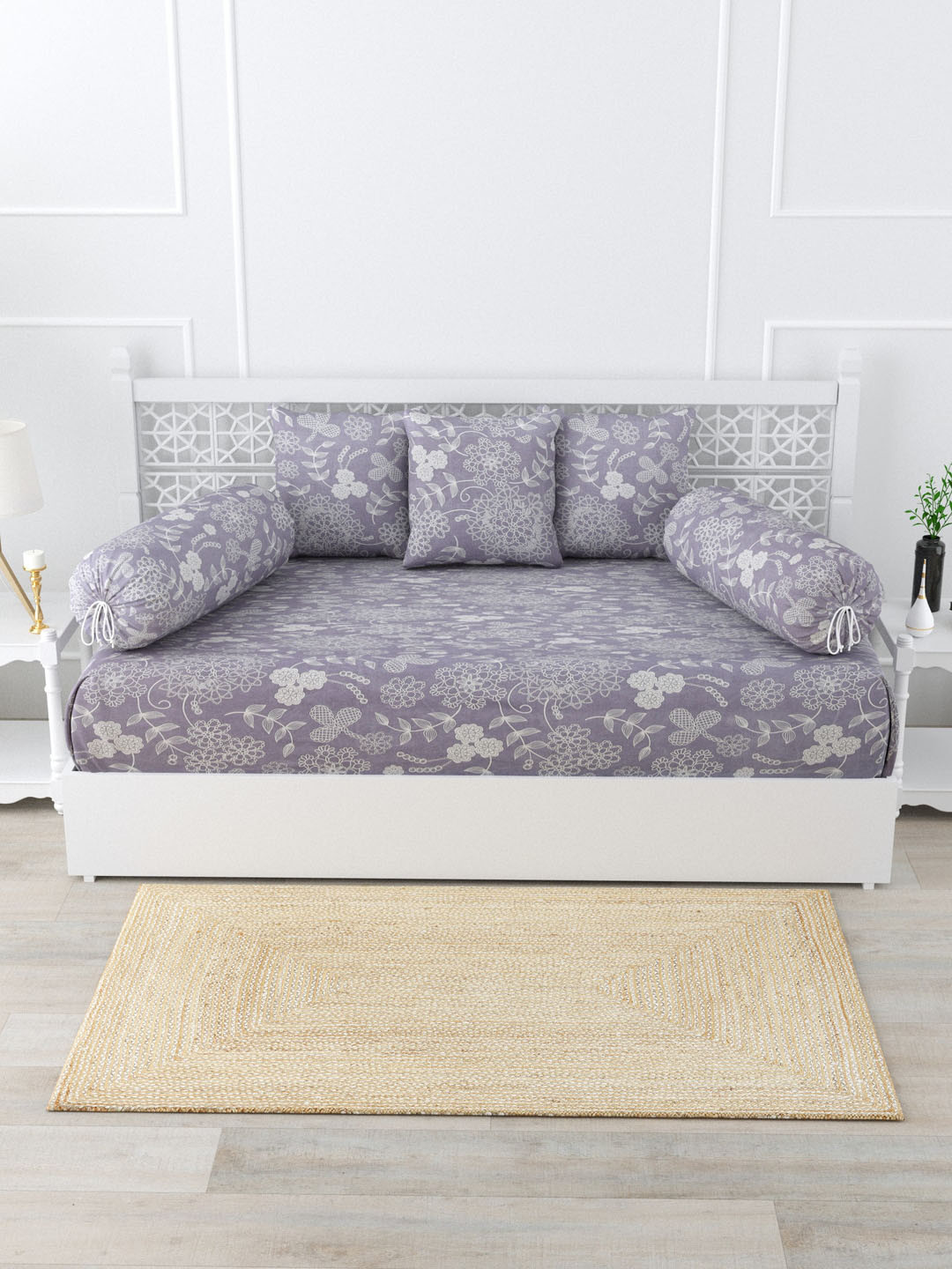 

Salona Bichona Grey 6-Pcs Printed Cotton Diwan Set