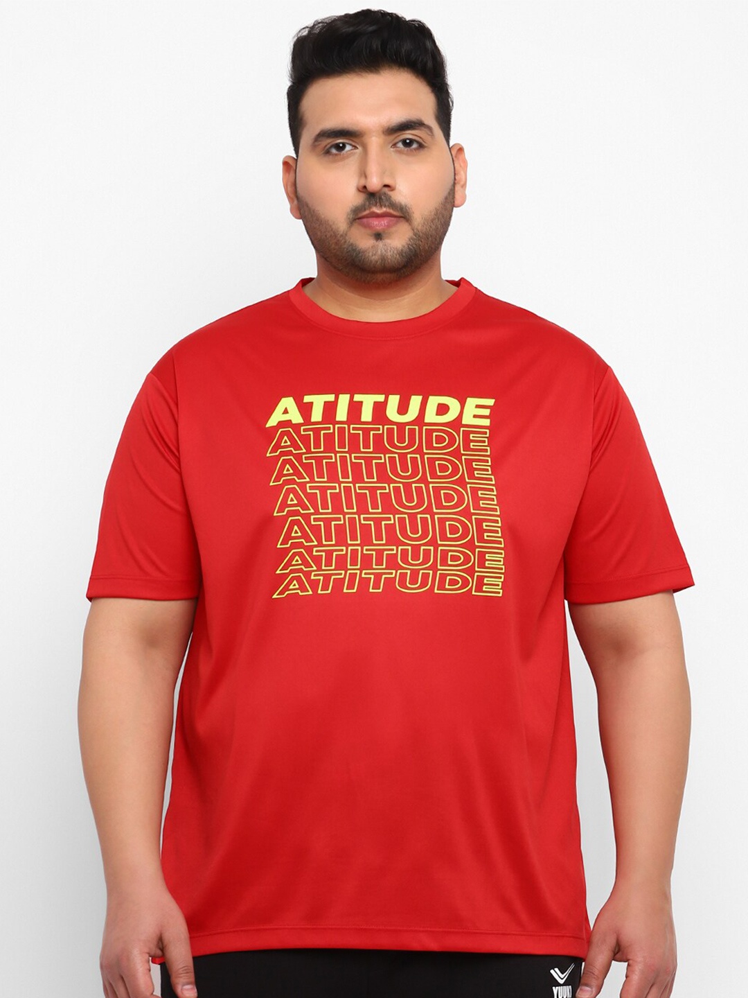 

Yuuki Plus Size Typography Printed Regular Fit T-shirt, Red