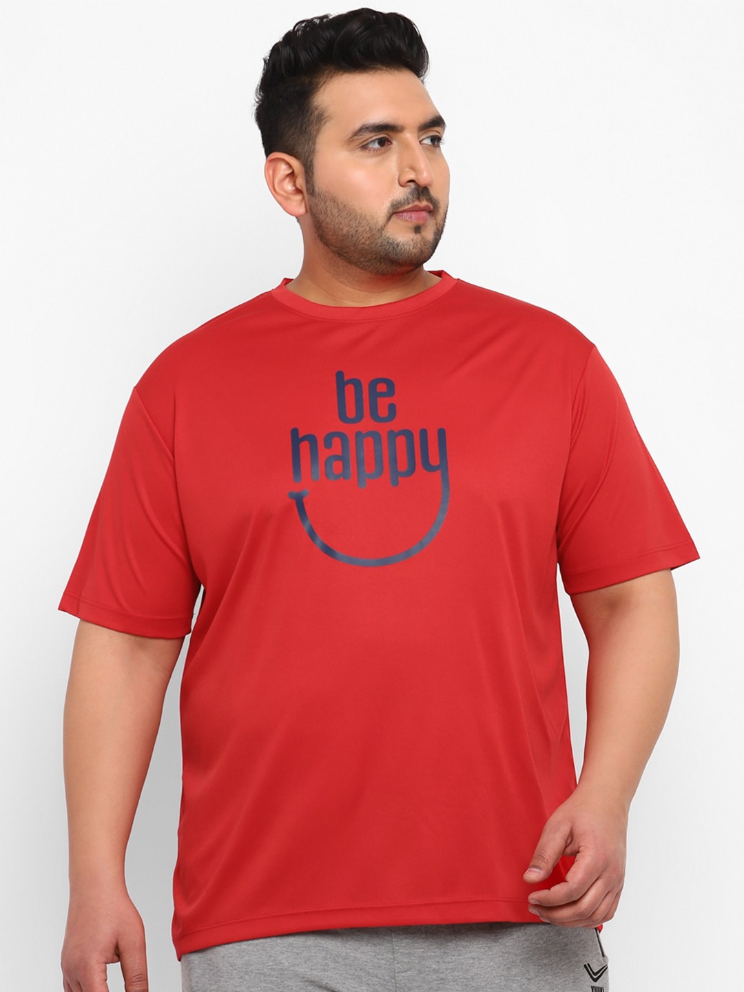 

Yuuki Plus Size Typography Printed T-shirt, Red