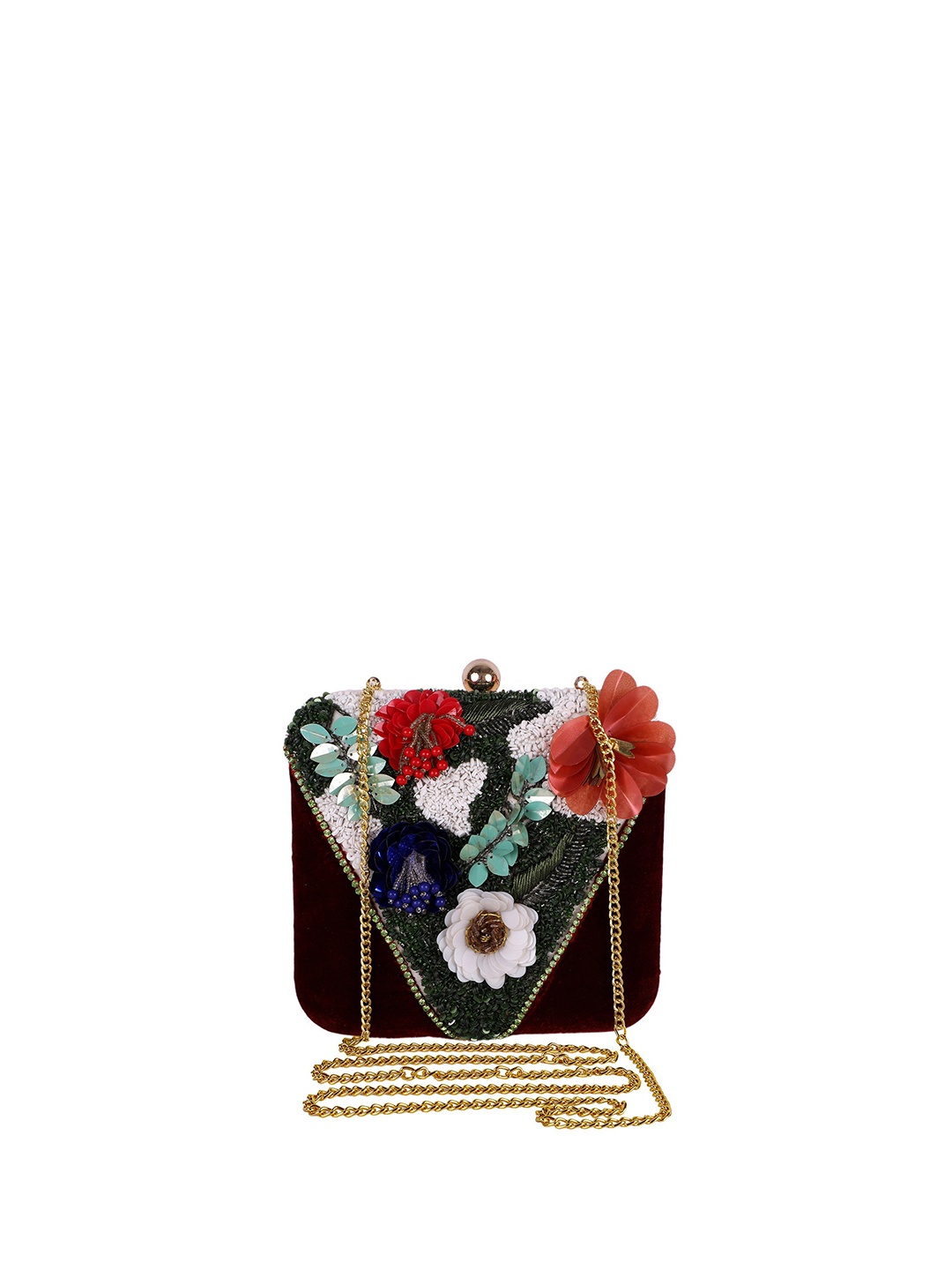 

REZZY Suede Embroidered Box Clutch, Black