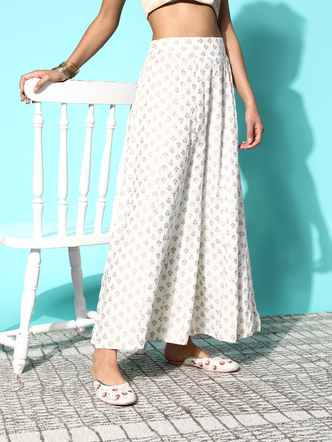 

Juniper Ethnic Motifs Printed Ethnic Palazzos, Off white