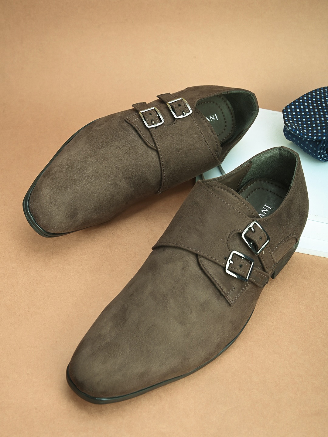 

INVICTUS Men Monk Formal Shoes, Brown