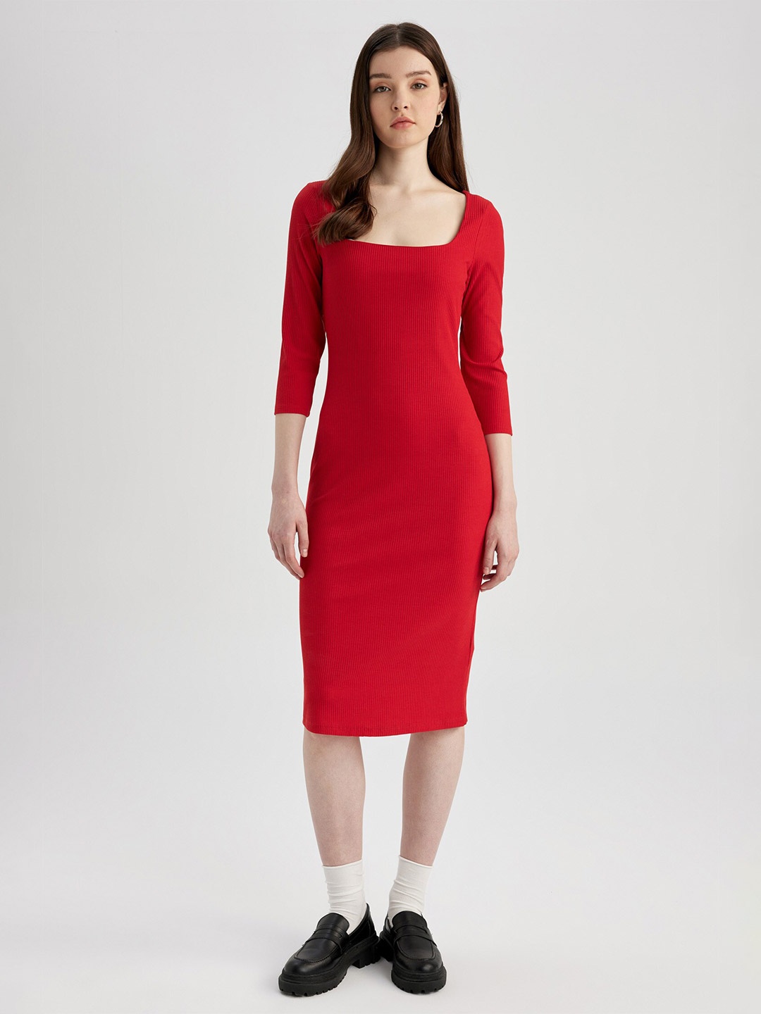 

DeFacto Midi Sheath Dress, Red
