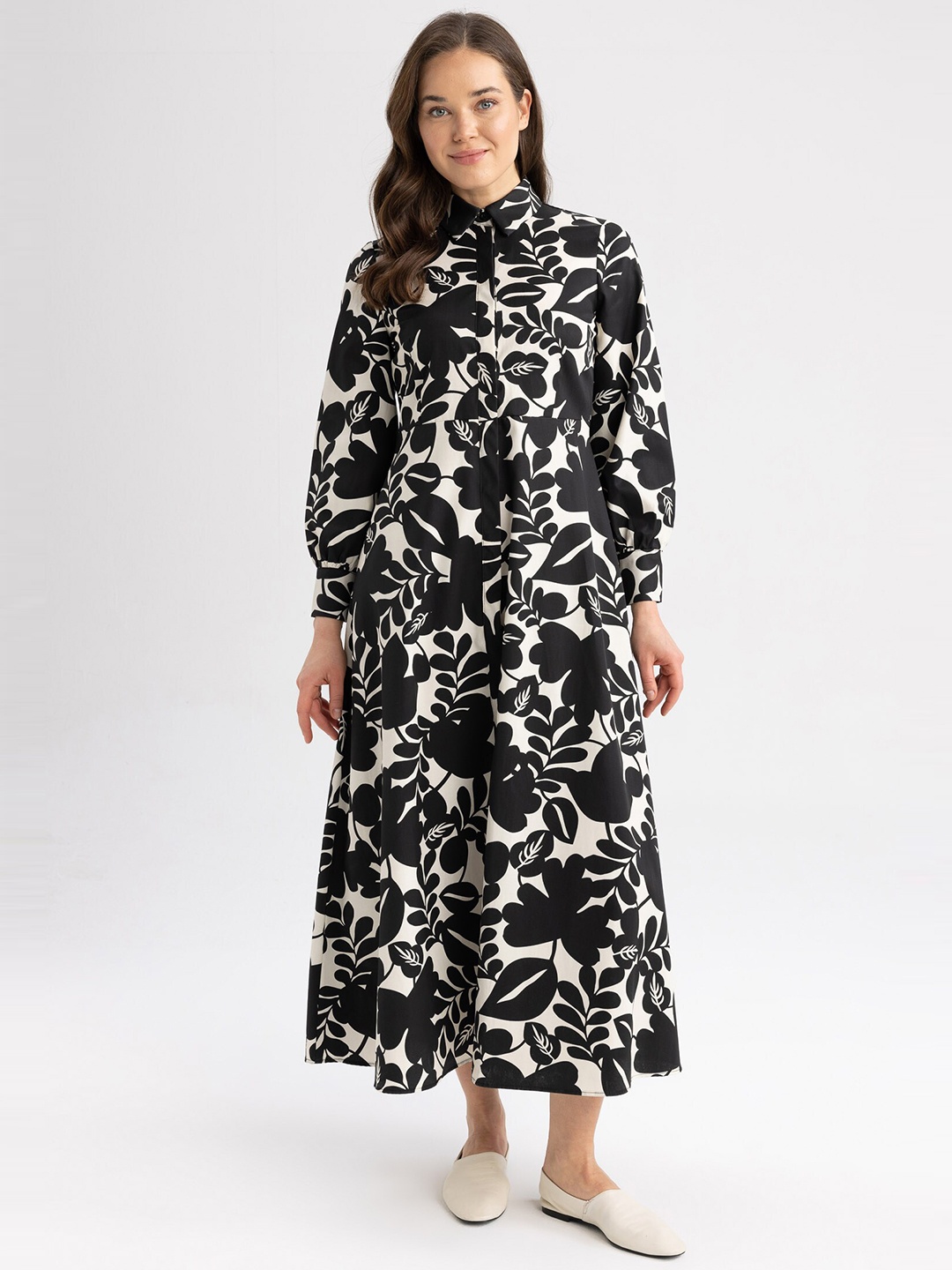 

DeFacto Floral Printed Dress, Black