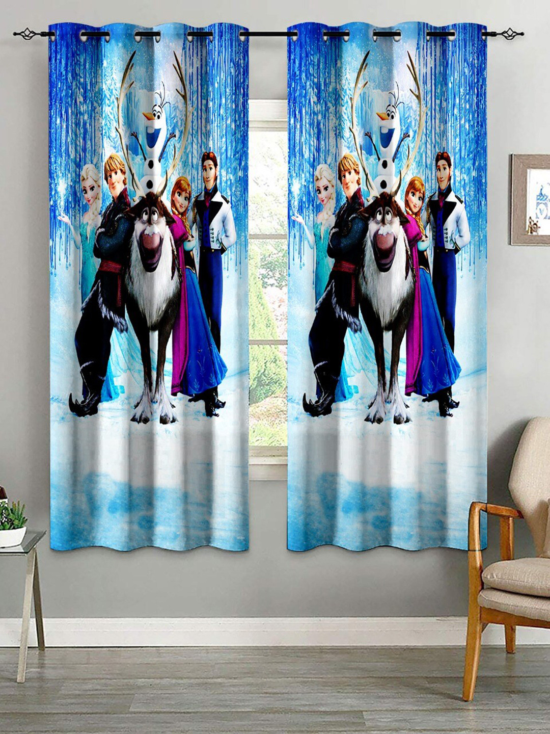 

Bajo's Blue & White 2 Pieces Quirky Door Curtains
