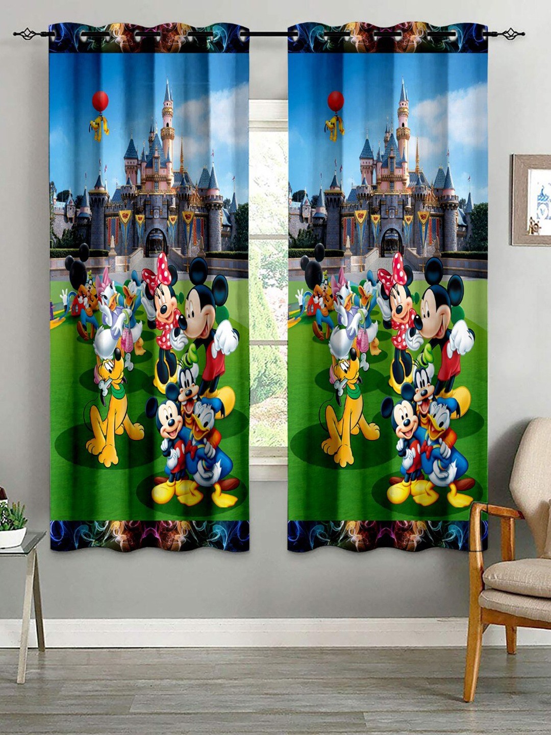 

Bajo's Green & Blue 2 Pieces Quirky Door Curtains