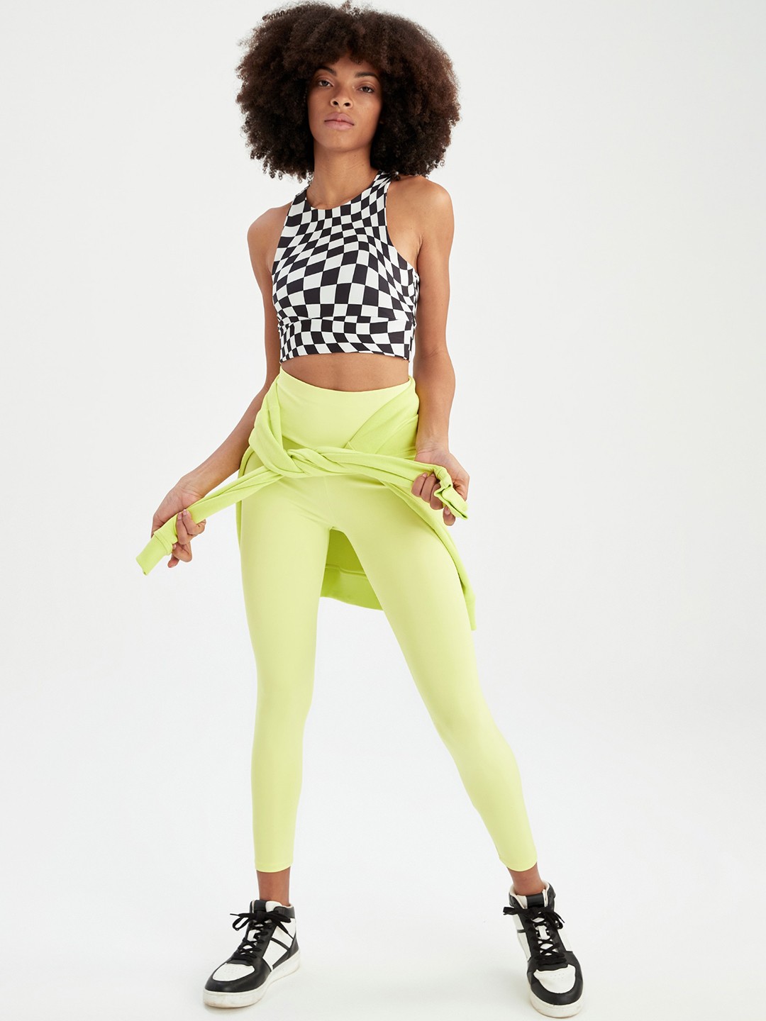 

DeFacto Women Ankle Length Training or Gym Tights, Lime green