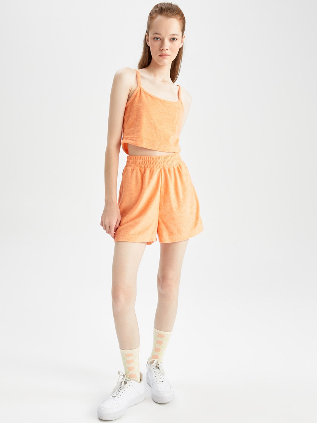 

DeFacto Women High-Rise Shorts, Peach