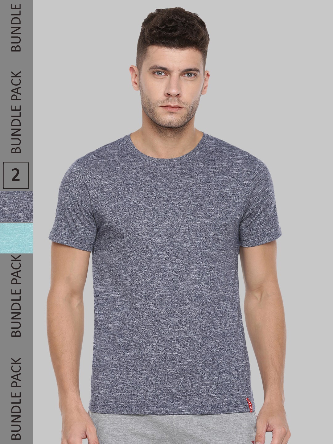 

Force NXT Pack of 2 Cotton T-shirt, Grey melange