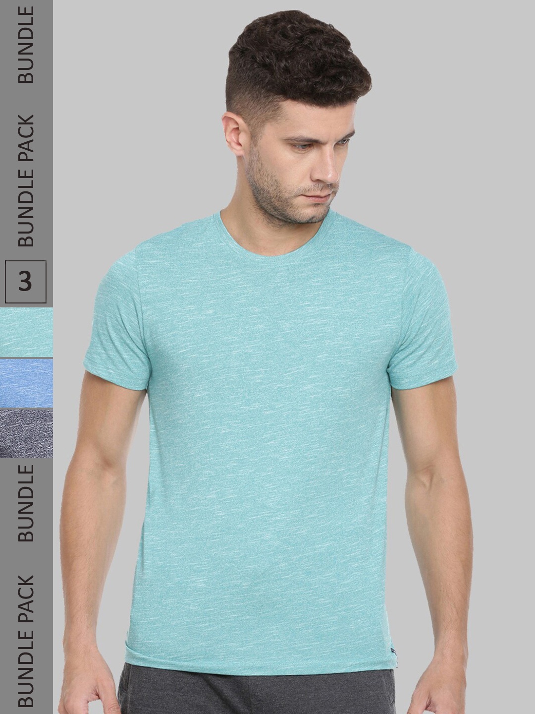 

Force NXT Pack Of 3 Cotton T-shirt, Turquoise blue