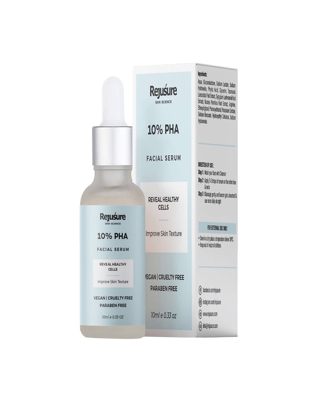 

REJUSURE 10% PHA Face Serum With Gluconolactone For Blemish Care - 10 ml, White