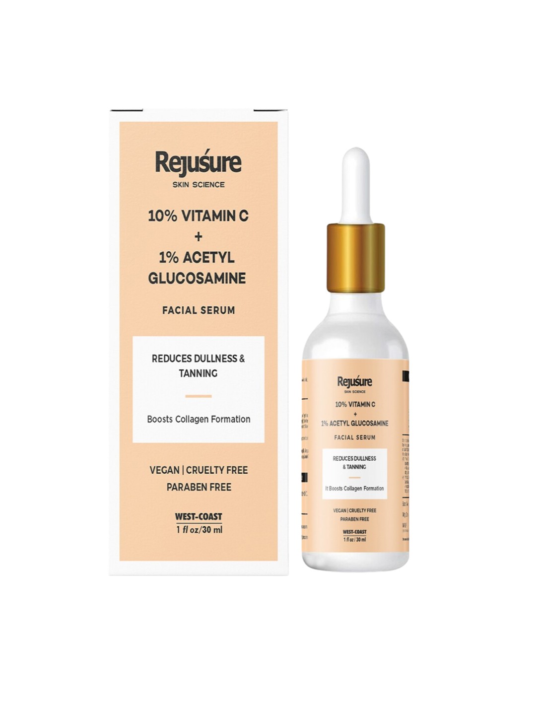 

REJUSURE 10% Vitamin C & 1% Acetyl Glucosamine Facial Serum - 30ml, White