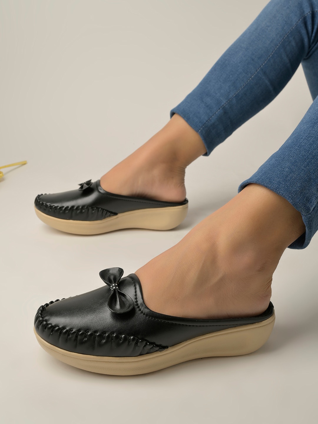 

Shoetopia Women Round Toe Slip On Loafers, Black