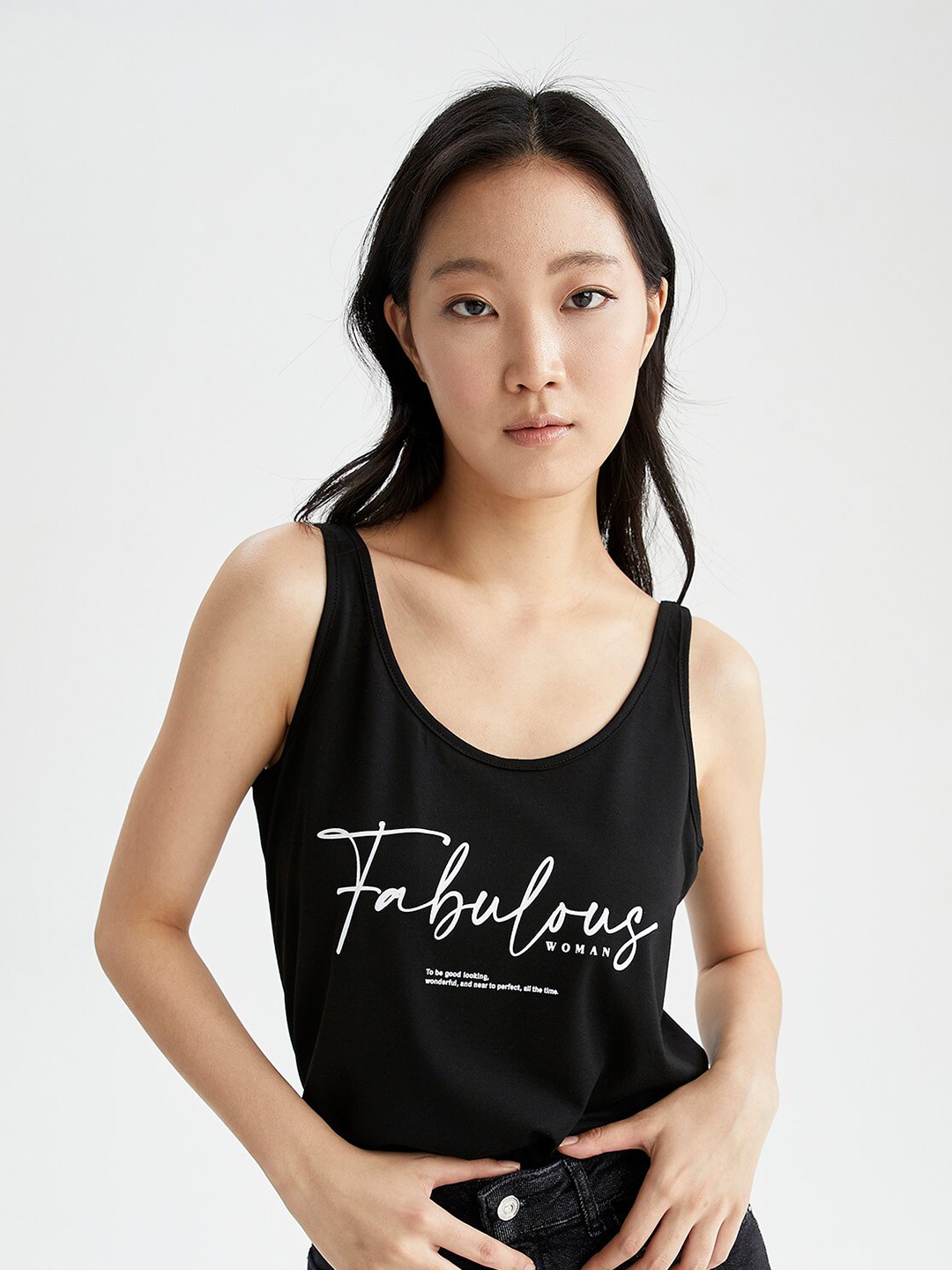 

DeFacto Typography Printed Tank Top, Na