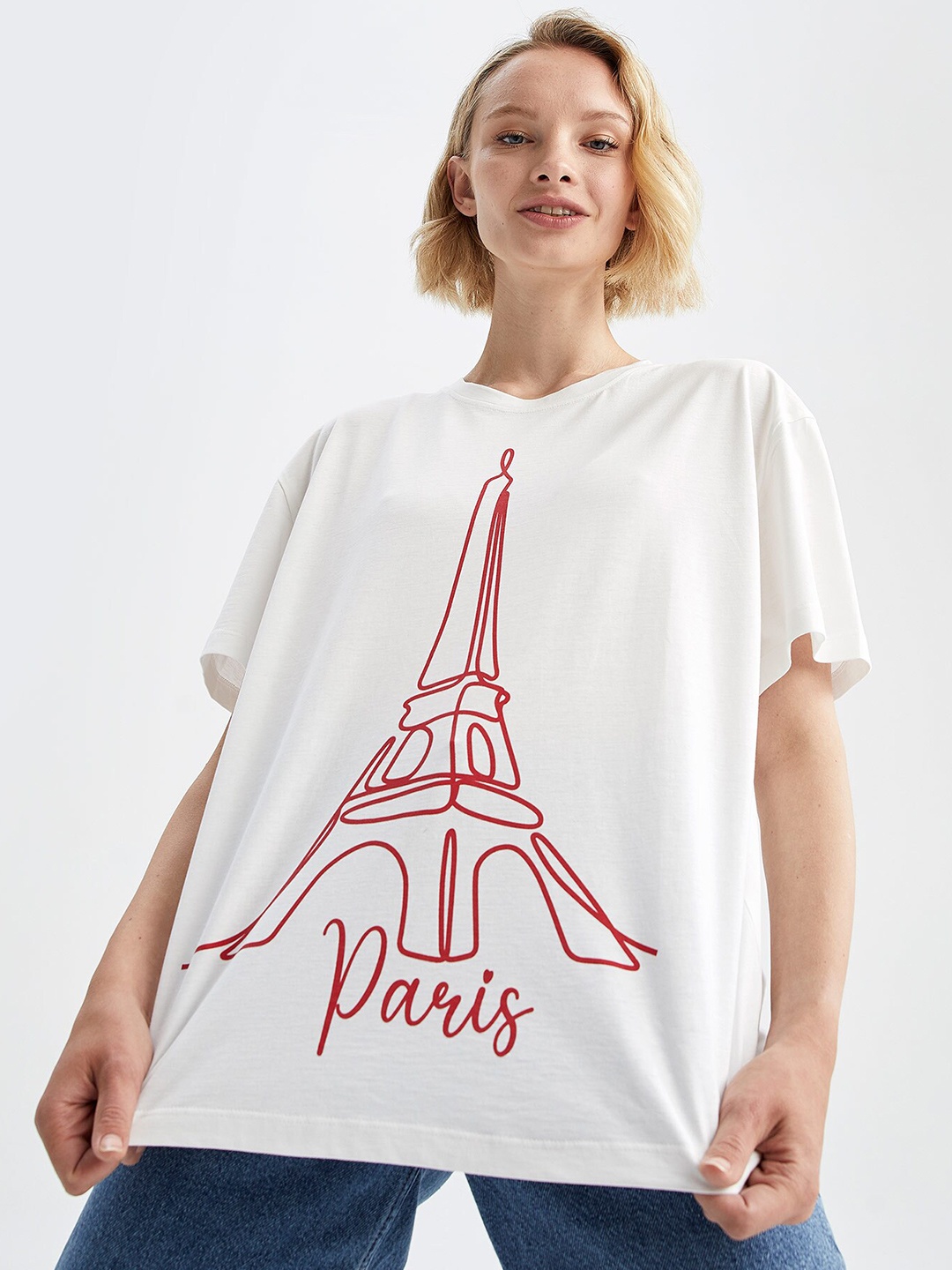

DeFacto Graphic Printed Pure Cotton T-shirt, White
