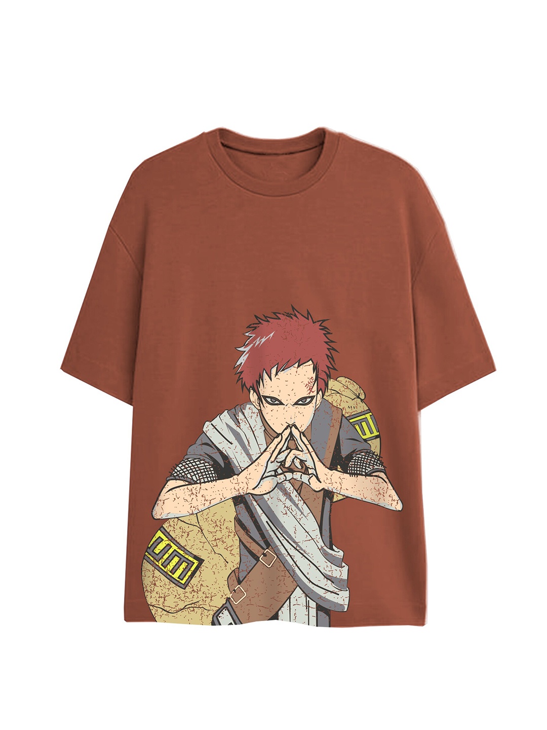 

Bonkers Corner Graphic Printed Drop-Shoulder Sleeves Cotton Loose Fit T-shirt, Brown