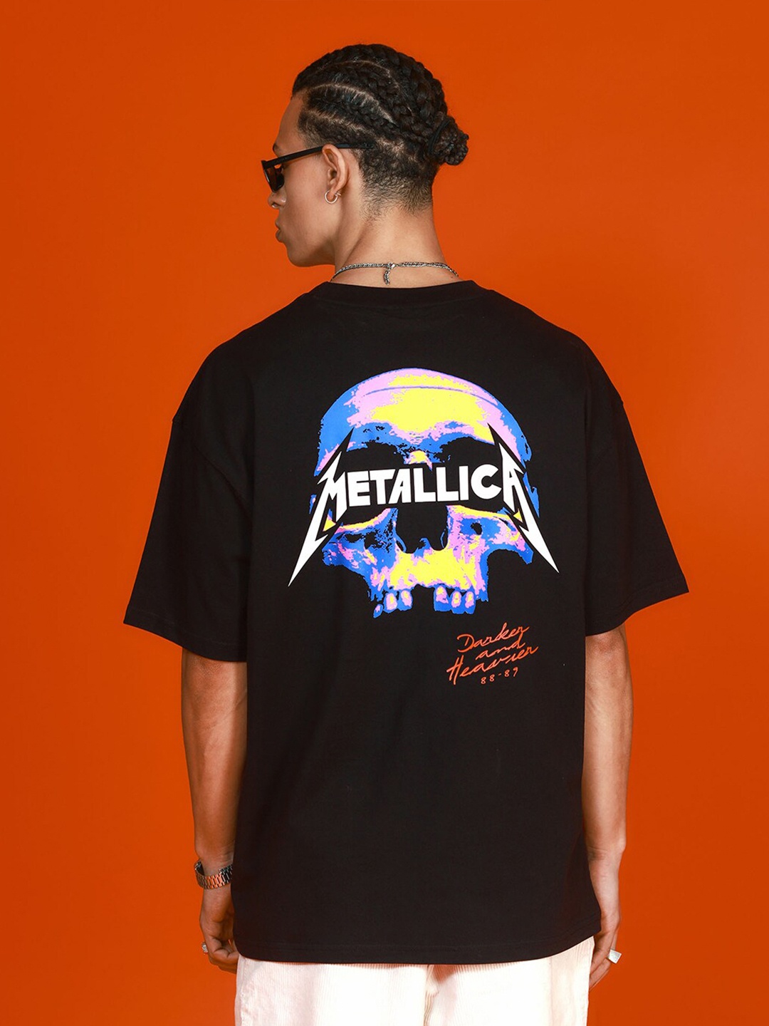 

Bonkers Corner Black Typography Printed Drop-Shoulder Sleeves Oversized Cotton T-shirt