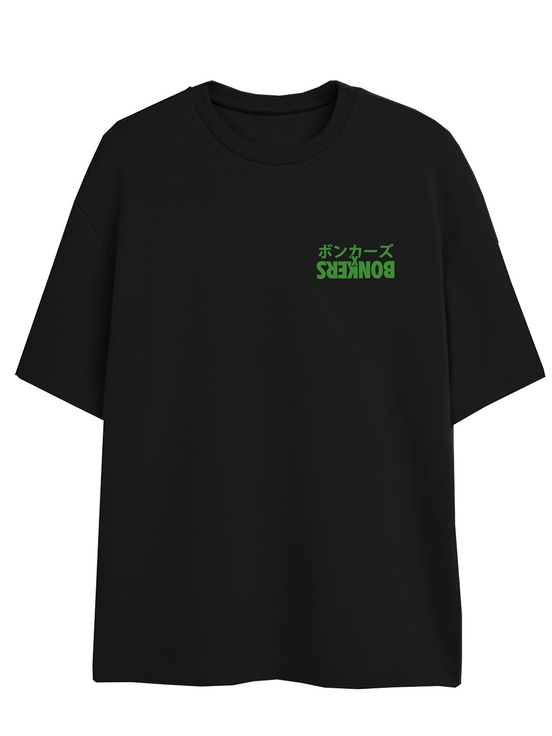 

Bonkers Corner Graphic Printed Drop-Shoulder Sleeves Cotton Loose T-shirt, Black