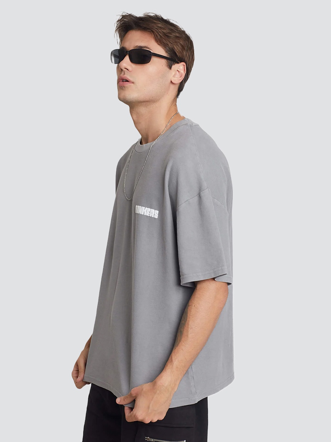 

Bonkers Corner Drop-Shoulder Sleeves Cotton Loose It T-shirt, Grey