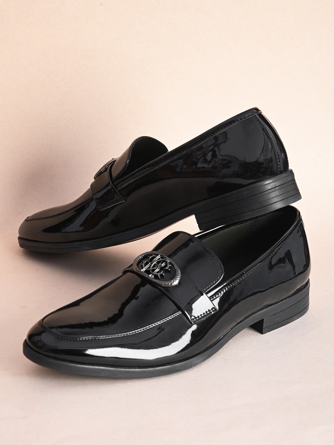 

House of Pataudi Men Slip-On Lightweight Formal Loafers, Black
