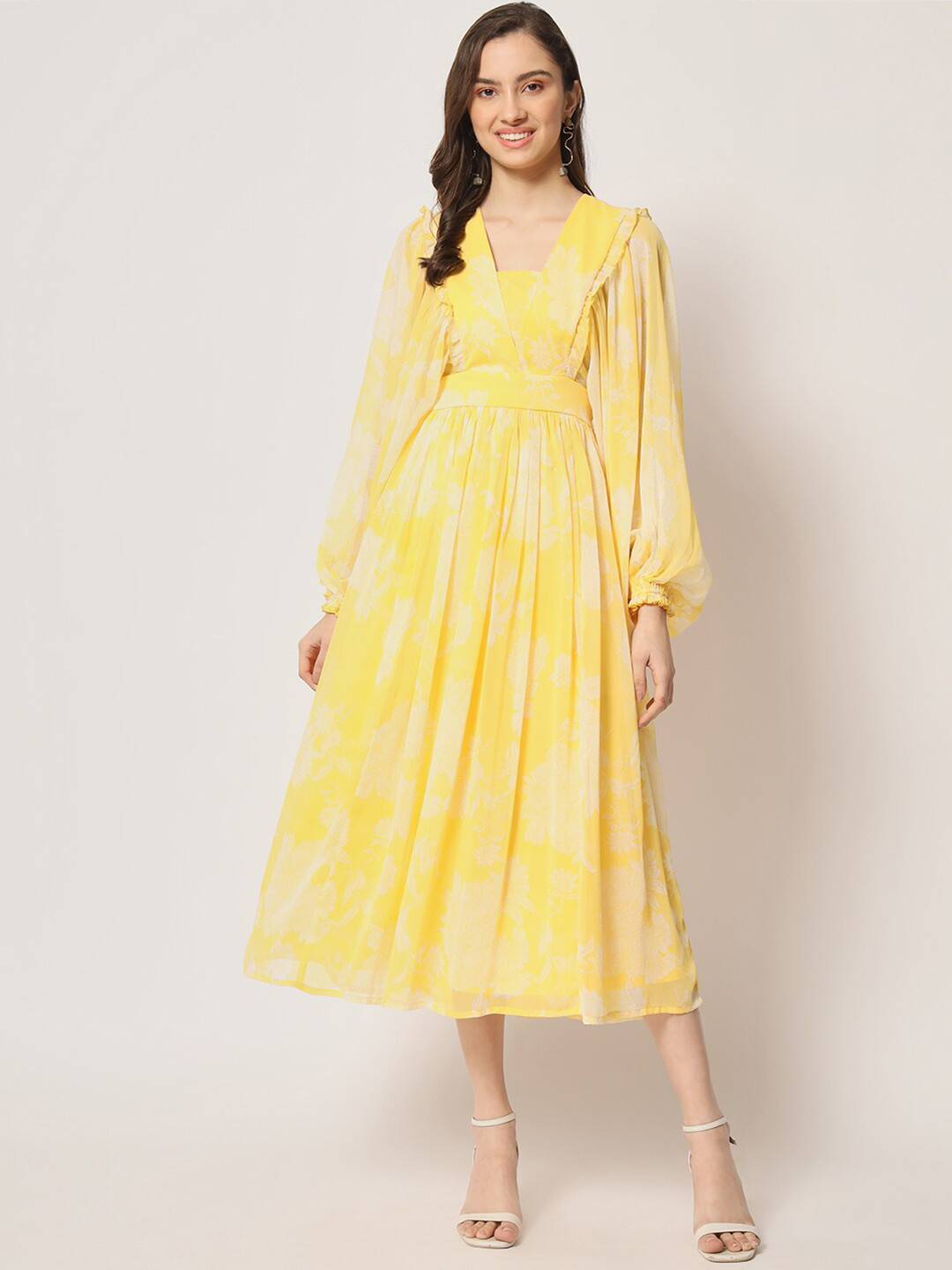 

HERE&NOW Floral Chiffon Dress, Yellow