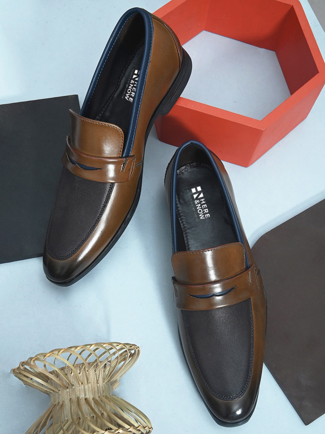 

HERE&NOW Men Tetxtured Comfort-Fit Slip-On Shoes, Tan