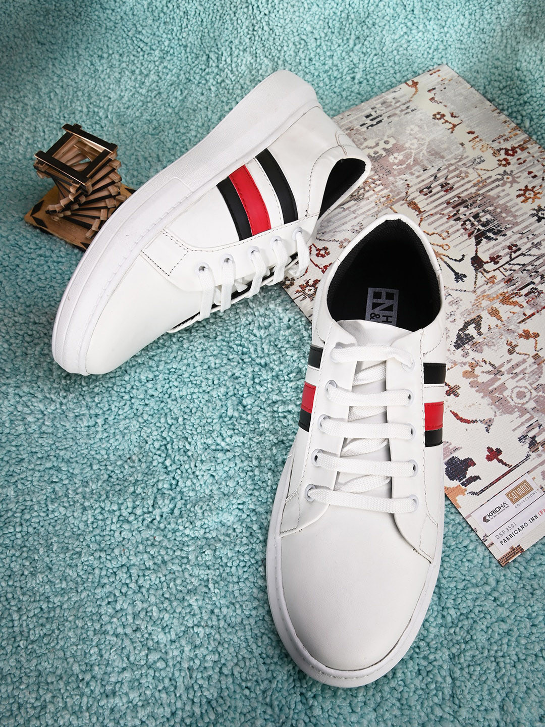 

HERE&NOW Men Round Toe Lace-Ups Sneakers, White