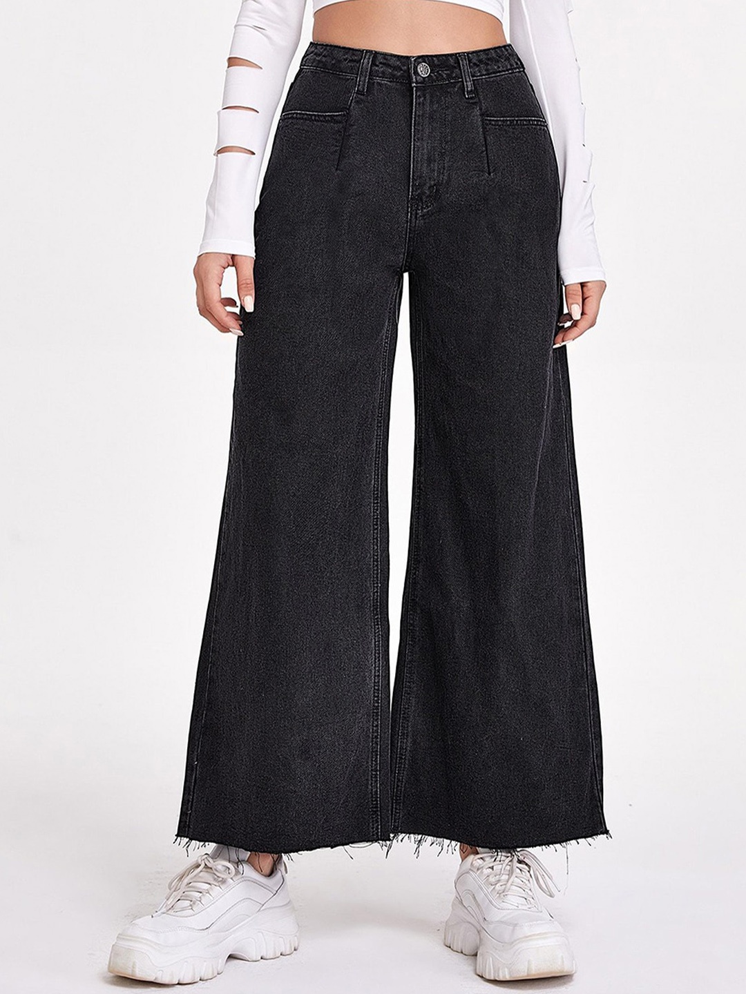 

Kotty Women Jean Flared High-Rise Stretchable Jeans, Black