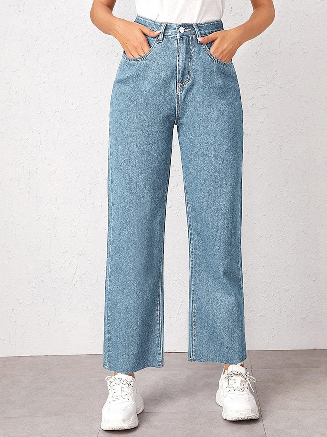 

Kotty Women Straight Fit High-Rise Light Shade Stretchable Cotton Lycra Blend Jeans, Blue