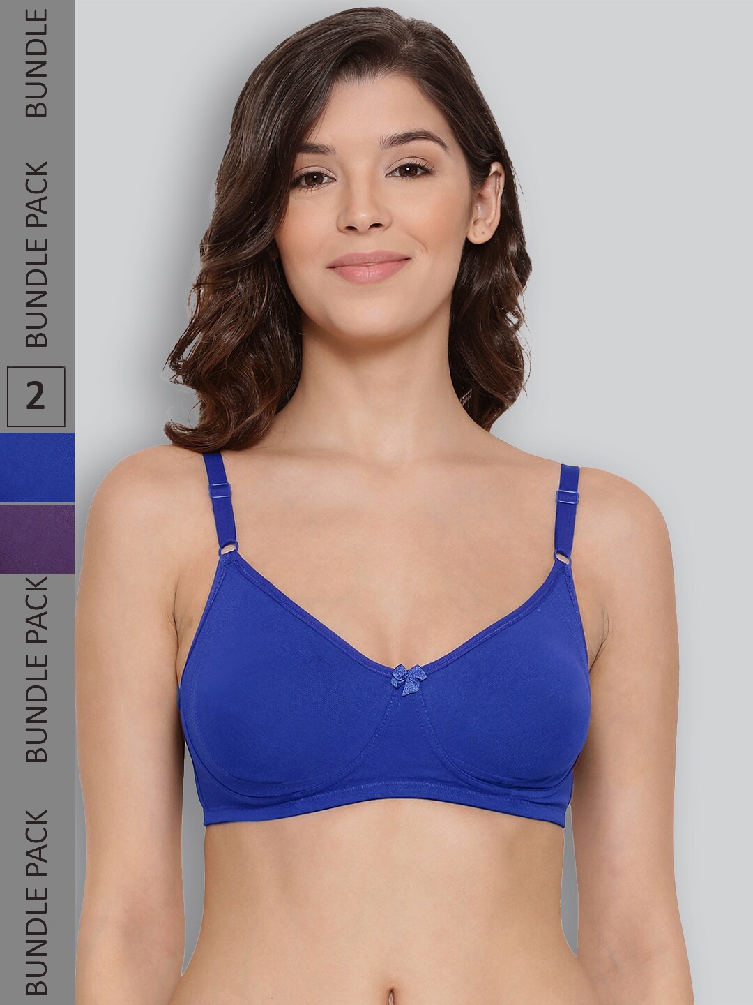 LYRA Pack of 2 Non-Padded Underwired Pure Cotton Bra, Purple