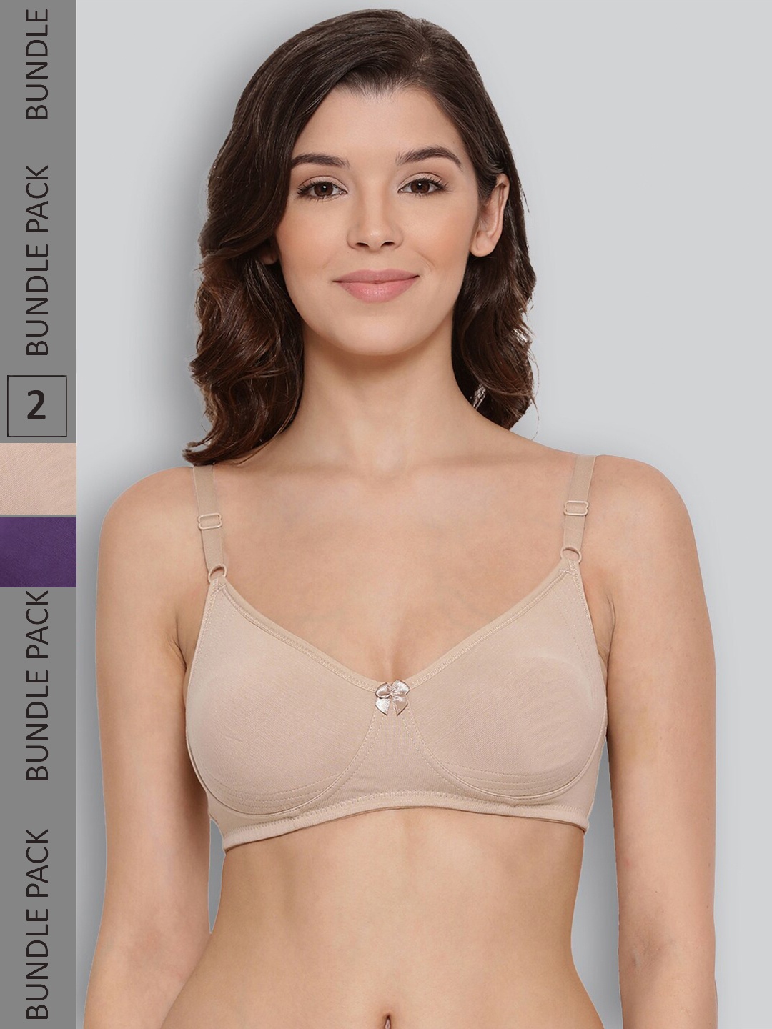 

LYRA Pack of 2 Non-Padded Underwired Pure Cotton Bra, Nude
