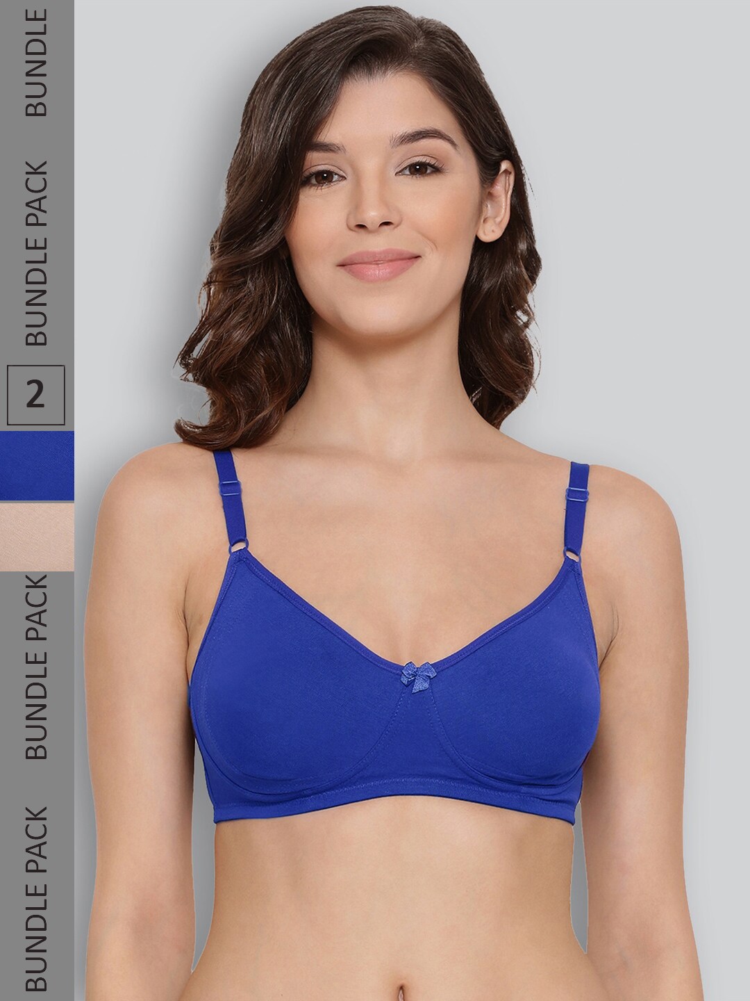 

LYRA Pack Of 2 Non Padded Pure Cotton T-Shirt Bra MY_LYRA_BRA_513_SKN_RBLU_30B_2PC, Blue