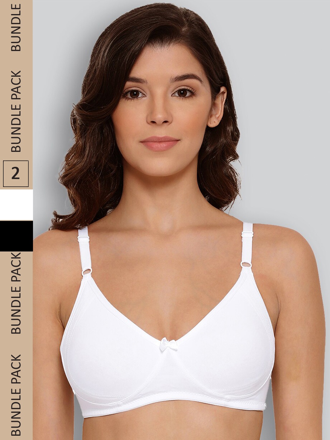 

LYRA Pack Of 2 Non Padded Seamless Moulded Full Coverage Pure Cotton Underwired Bra, White
