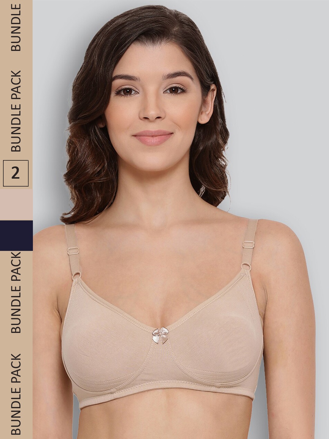 

LYRA Pack Of 2 Non Padded Seamless Moulded Full Coverage Pure Cotton Underwired Bra, Beige