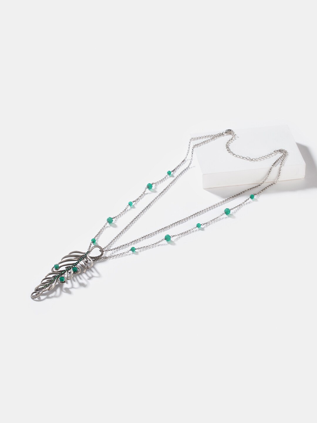 

SHAYA Sterling Silver Oxidised Necklace, Green